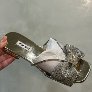 Miu Miu Women's Gold Bow Sandals